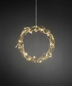 Konstsmide Krans av gullfarget metall, LED 30 cm