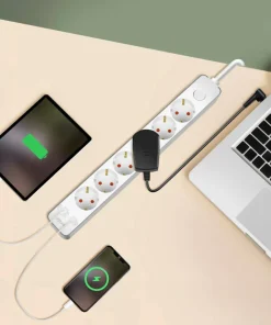 LogiLink Skjøteledning 6-veis + USB-A/USB-C