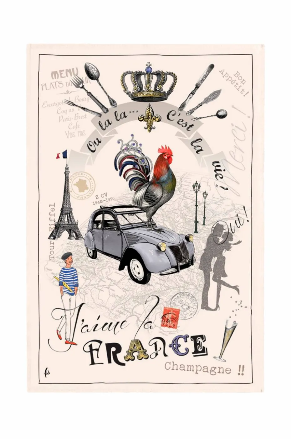 Maison Vivaraise Kjøkkenhåndkle France Panorama 48 X 72