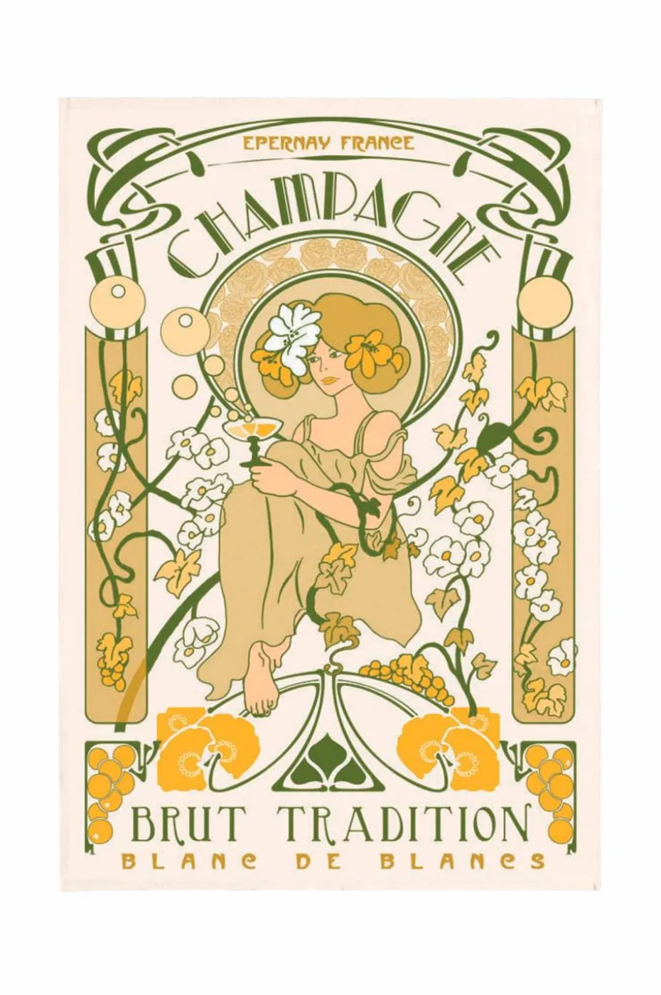 Maison Vivaraise Kjøkkenhåndkle Champagne Art Deco 48 X 72