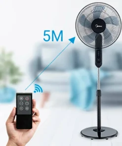 Midea Gulvvifte 3 hastigheter og fjernkontroll, svart
