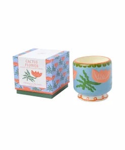 Paddywax Adopo 8 oz / 226 g blomst keramisk stearinlys - kaktusblomst i eske