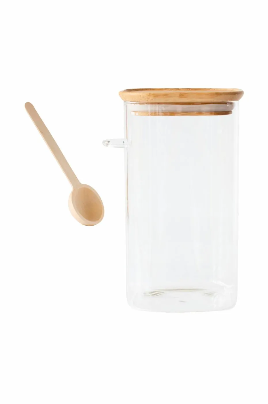 Pebbly Høy glassboks med bambuslokk og måleskje - 1400 ml