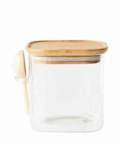 Pebbly Høy glassboks med bambuslokk og måleskje - 800 ml