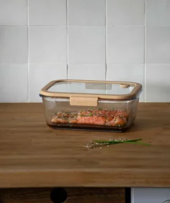 Pebbly Rektangulær glassbeholder med glasslokk og vakuumhette - 1900 ml