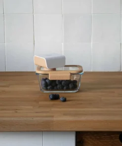 Pebbly Rektangulær glassbeholder med glasslokk og vakuumhette - 460 ml