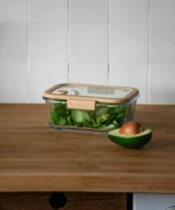Pebbly Rektangulær glassbeholder med glasslokk og vakuumhette - 1200 ml