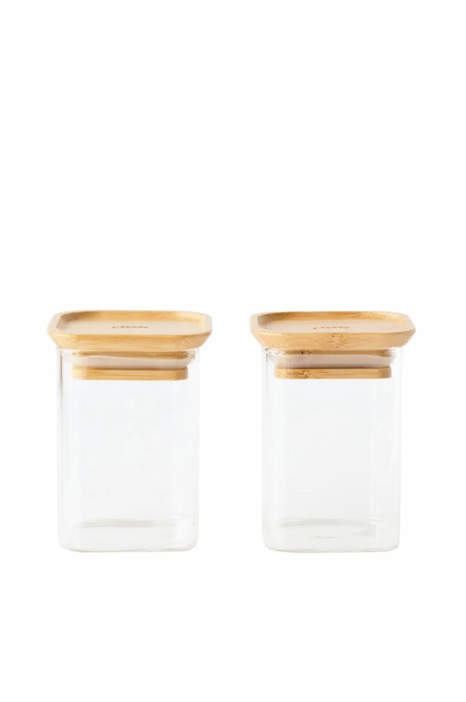 Pebbly Sett med 2 firkantede glassbokser Xs med bambuslokk - 240 ml