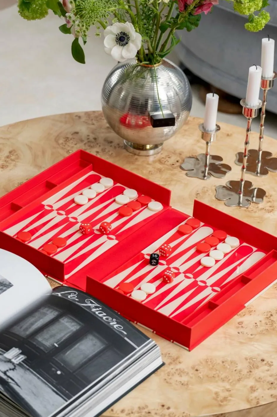 PRINTWORKS Klassisk - Backgammon-kunsten, rød/kremfarget