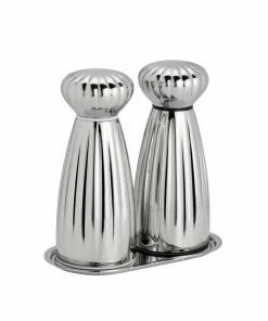 Robert Welch Salt- og pepperkverner Palm Bright Medium med brett sett