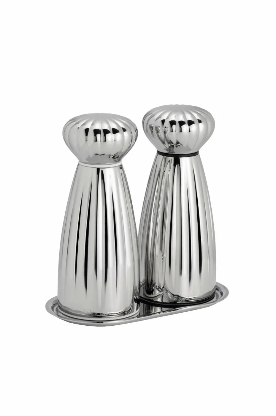 Robert Welch Salt- og pepperkverner Palm Bright Medium med brett sett