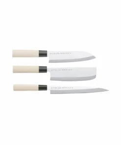 Satake Knivsett Satake Houcho med nakiri, sashimi & santoku i eske av balsatre