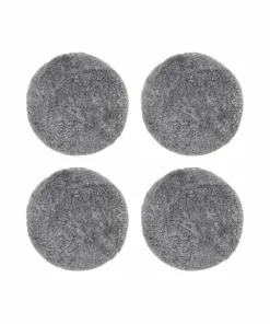 Skinnwille Saueskinnspute Round Curly 4-pakning