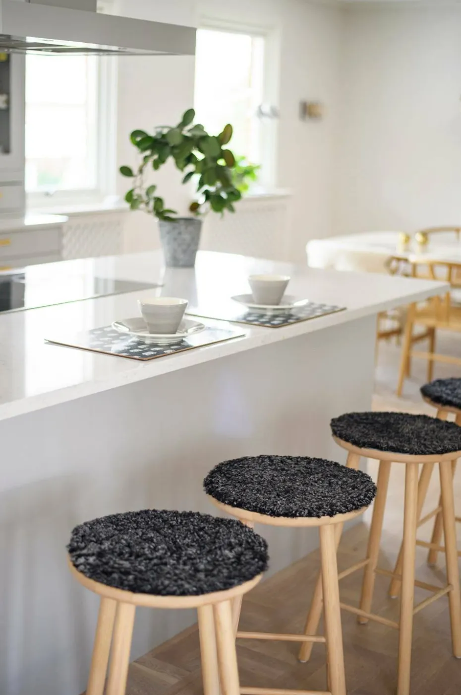 Skinnwille Sittepute rund Curly 4-pakning