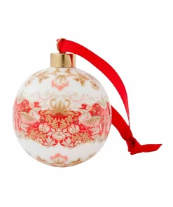 Spode Bauble Strawberry Thief, Madder 7.5cm