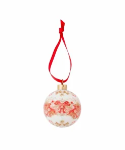 Spode Bauble Strawberry Thief, Madder 7.5cm