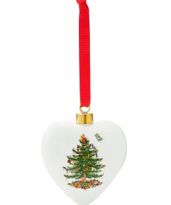 Spode Ornament Christmas Tree Puffed Heart