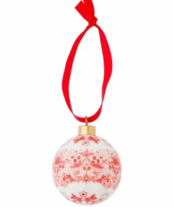 Spode WM Bauble - Strawberry Thief, Indian Red