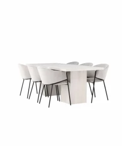 Venture Home Spisegruppe Olga med 6 stk stoler Evelina