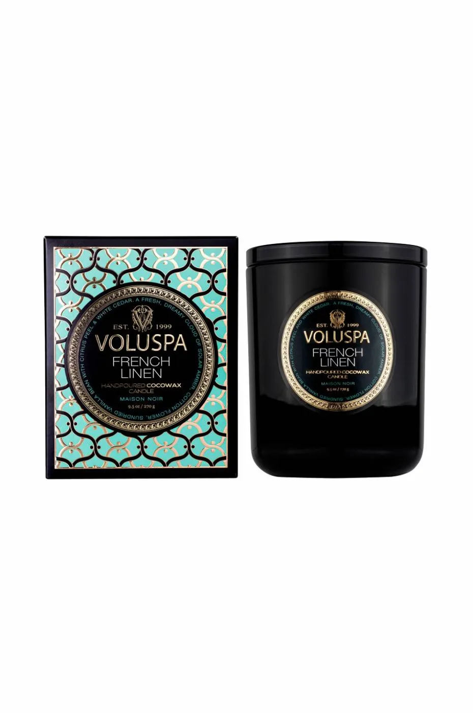 Voluspa French Linen- Classic Boxed Candle 60H